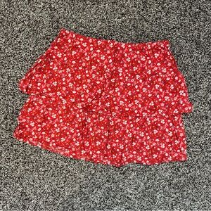 Red floral ruffled skirt by Old Navy